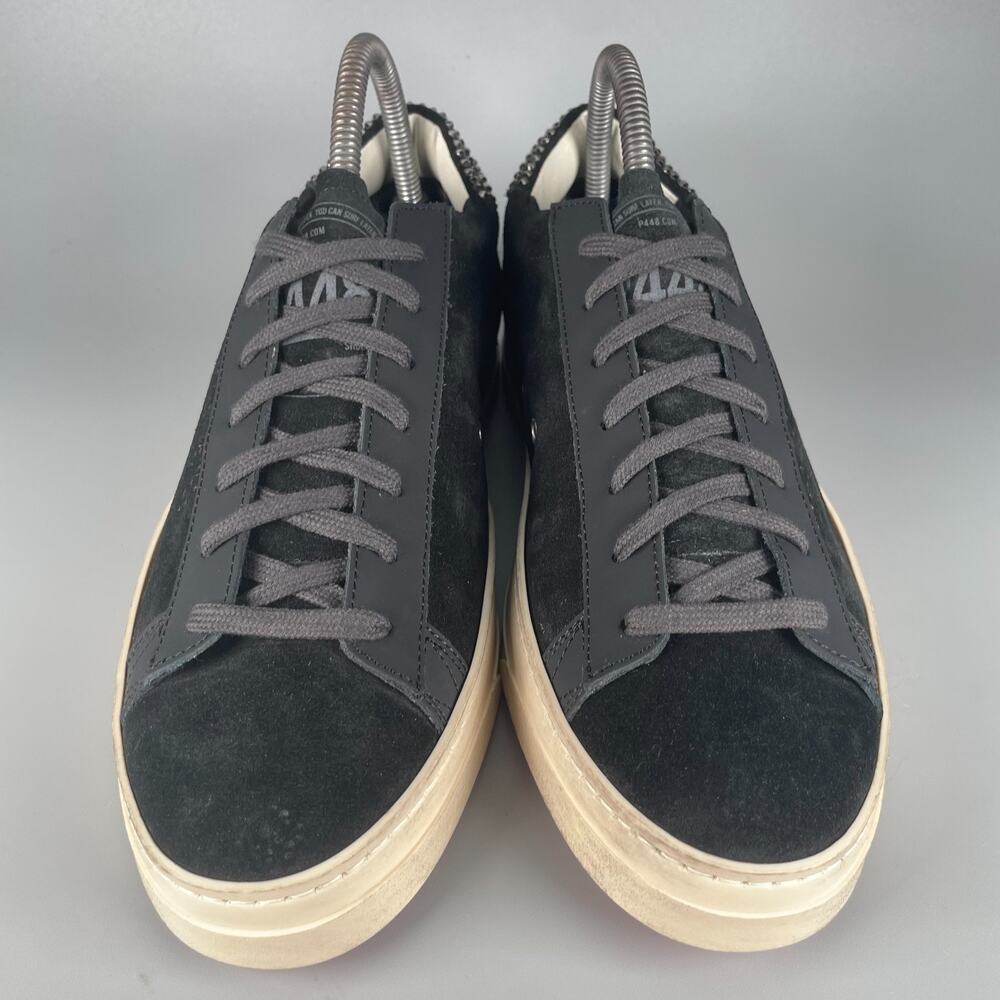 P448 Women's EU 40 US 9-10 Black Suede Sneakers Lace Up Casual Skate Shoes EUC - Picture 2 of 9